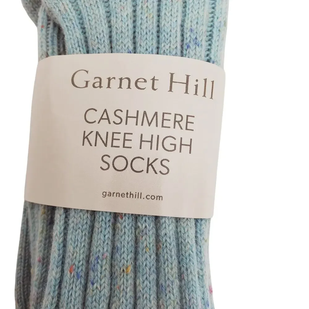NWT Garnet Hill Socks Knee High 9-11 Aqua Sprinkle 82% Cashmere‎ Warm Holiday